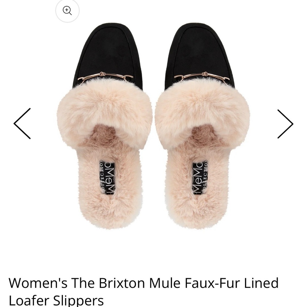MeMoi Black and Cream Faux-Fur Lined Slippers